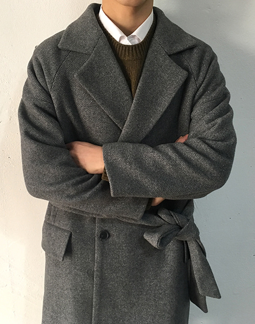 Thick premium wool-half coat(gray)