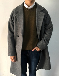 Thick premium wool-half coat(gray)